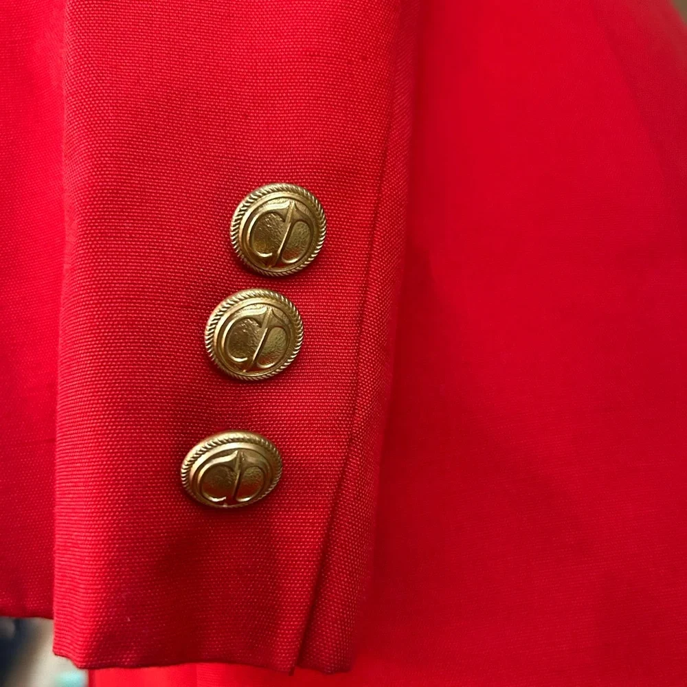 Authentic Vintage 90’s Christian Dior Red Blazer with Gold Logo Buttons